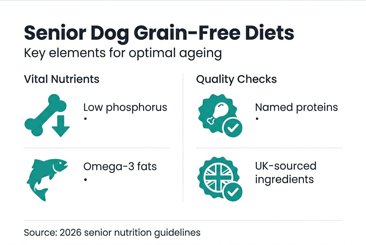 Infographic showing senior dog dietary priorities
