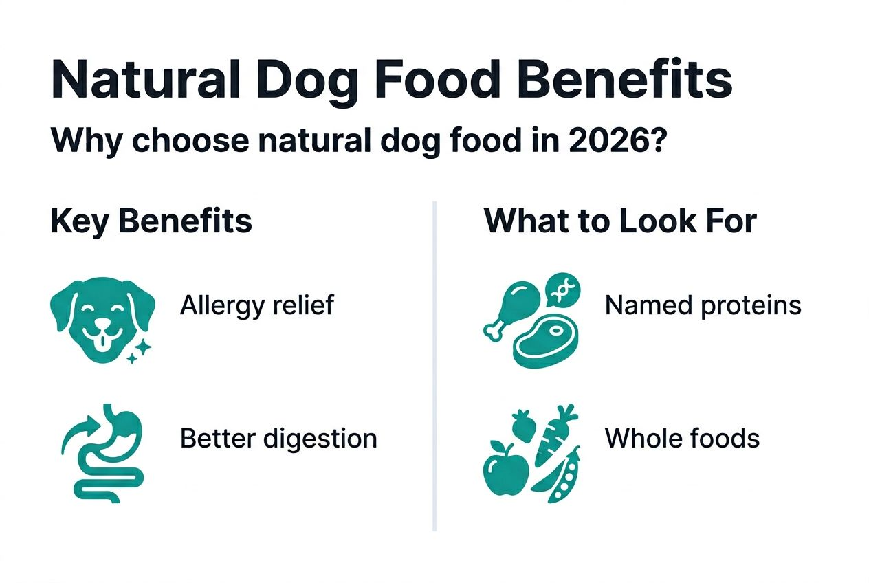 Infographic showing natural dog food health benefits