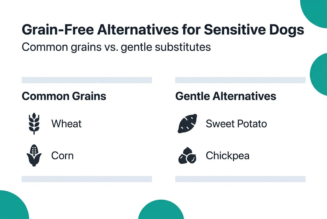 Infographic comparing grains and alternatives for dogs