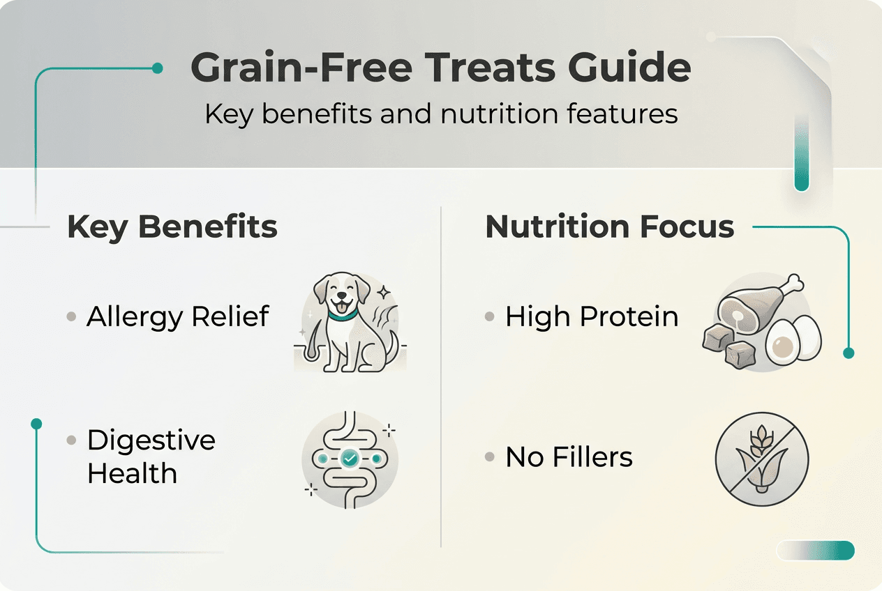 Infographic grain-free dog treat benefits and nutrition