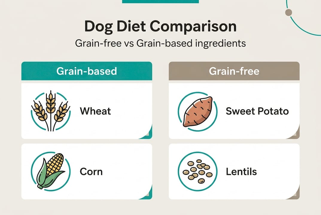 Infographic comparing grain-free and grain-based diets