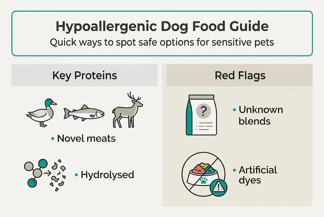 Infographic shows hypoallergenic dog food tips