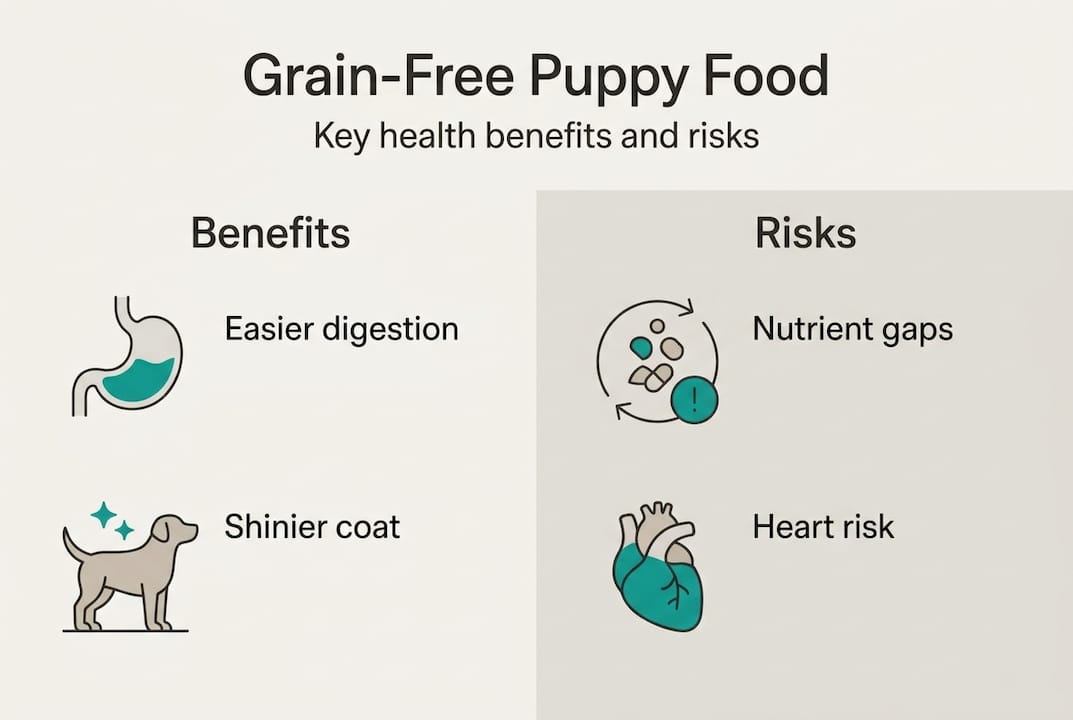 Infographic on grain-free puppy food pros and cons