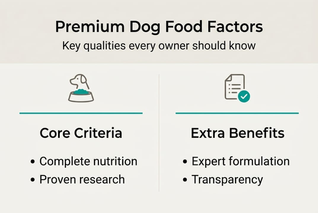 Infographic summarizing premium dog food factors