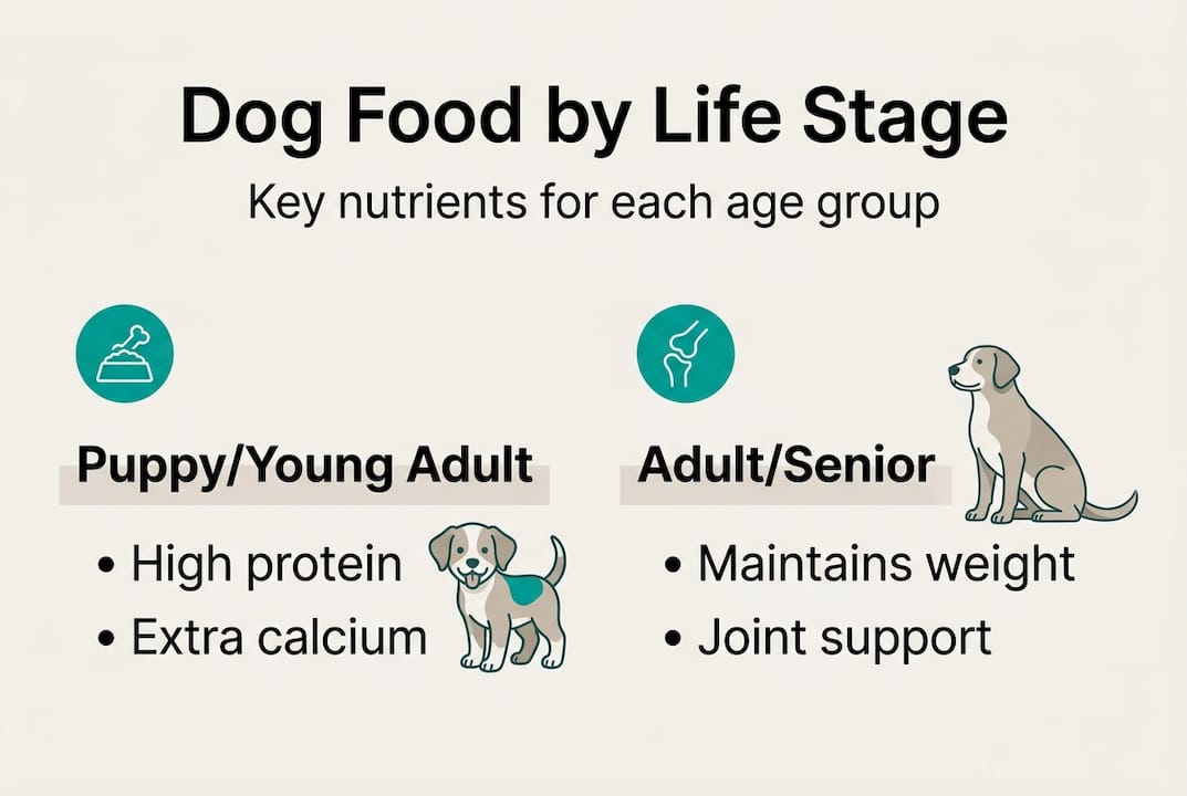 Infographic dog food nutrition by age group