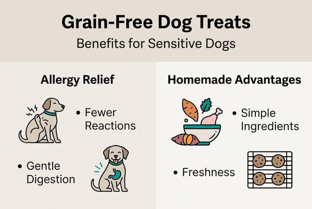 Infographic on grain-free dog treat benefits