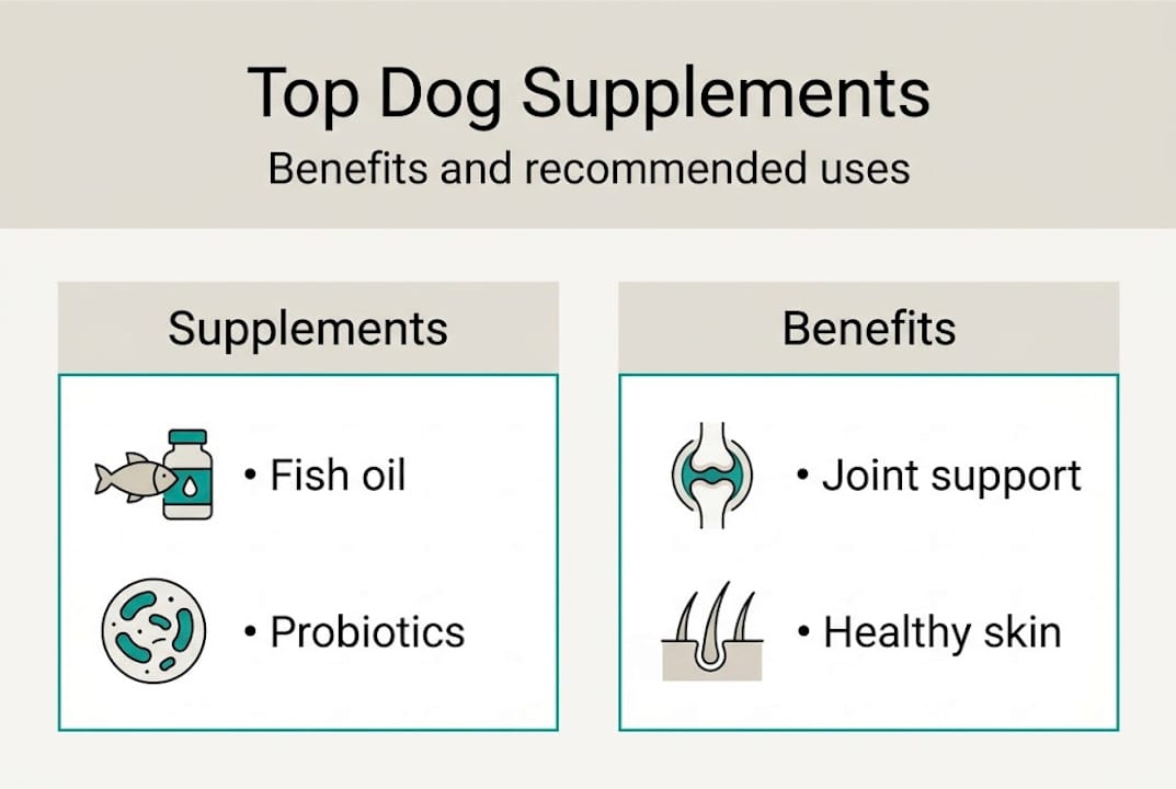 Infographic of dog supplement benefits and uses