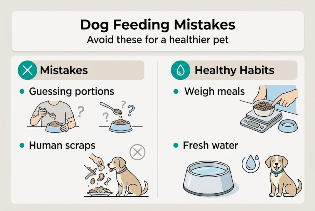 Infographic showing mistakes and healthy feeding habits