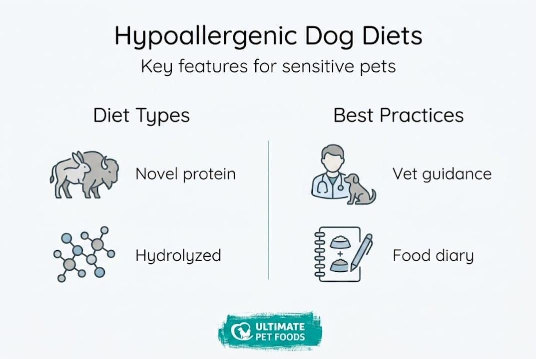 Infographic on hypoallergenic dog diet features