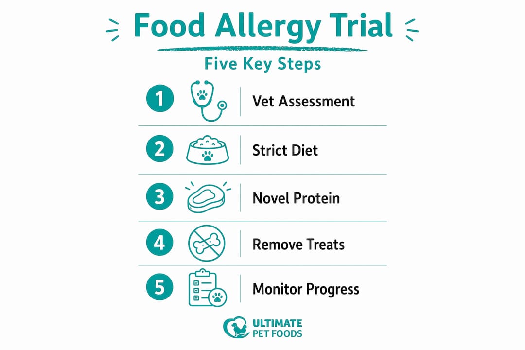Infographic outlining elimination diet steps for dogs