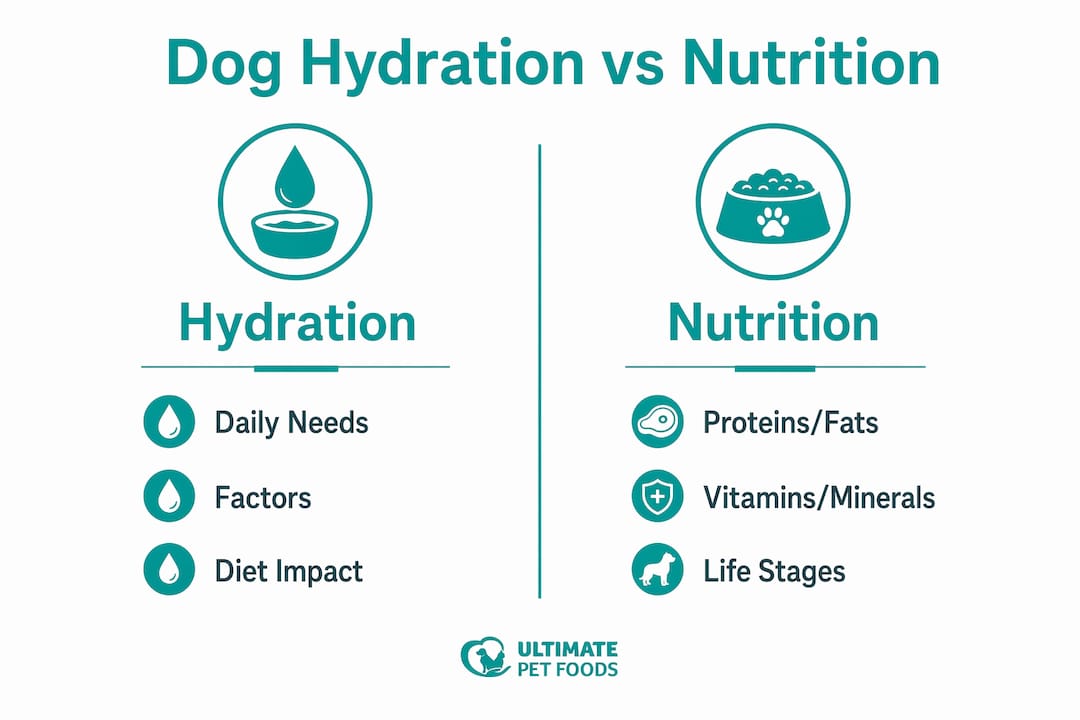 Infographic showing dog hydration and nutrition key comparisons