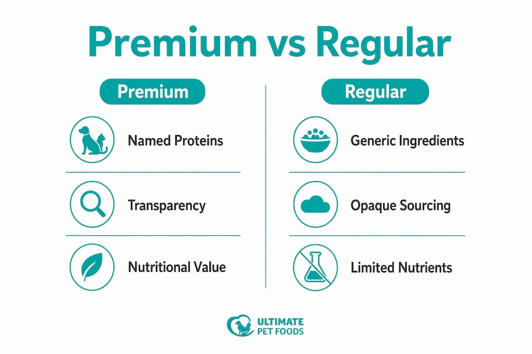 Infographic comparing premium and regular dog food