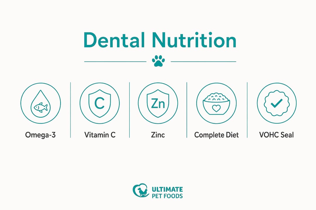Infographic showing nutrients supporting dog dental health