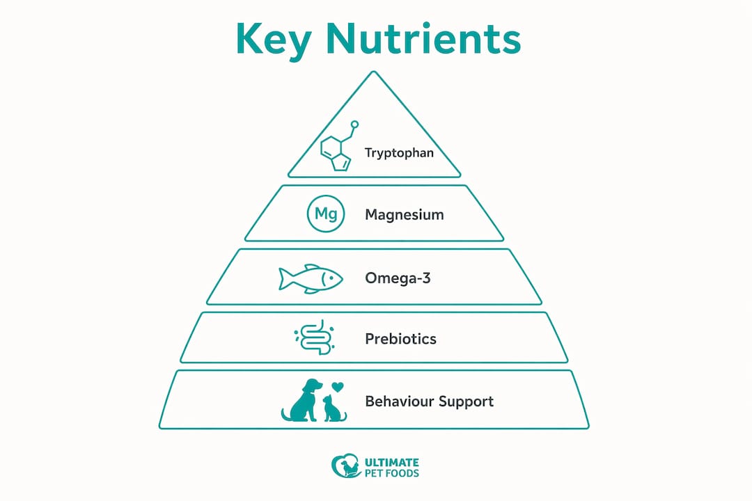 Infographic showing key nutrients affecting dog behaviour