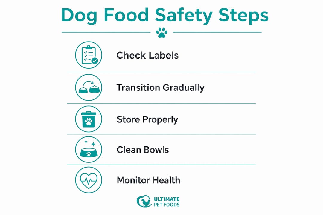 Infographic showing dog food safety steps
