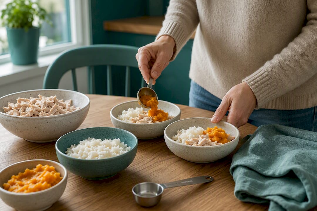 Rice chicken and pumpkin for dog diet