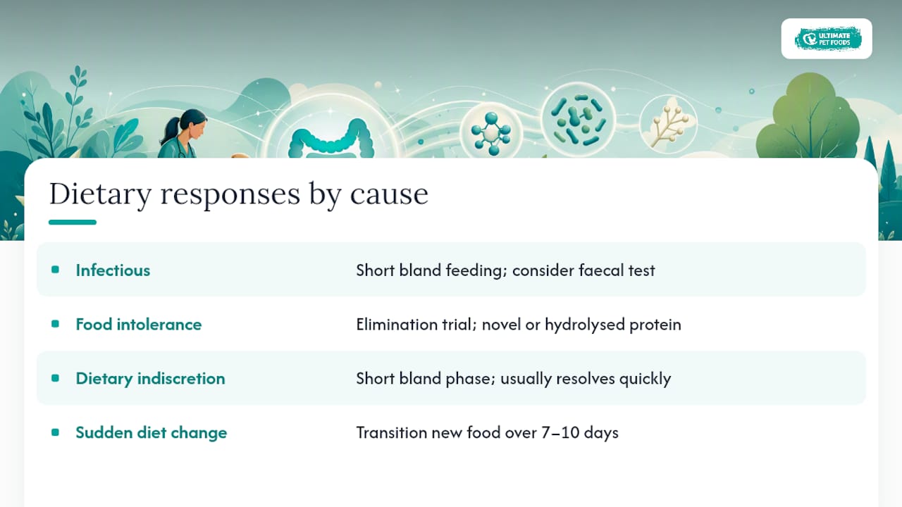 Comparison of dog diarrhoea causes and diet responses