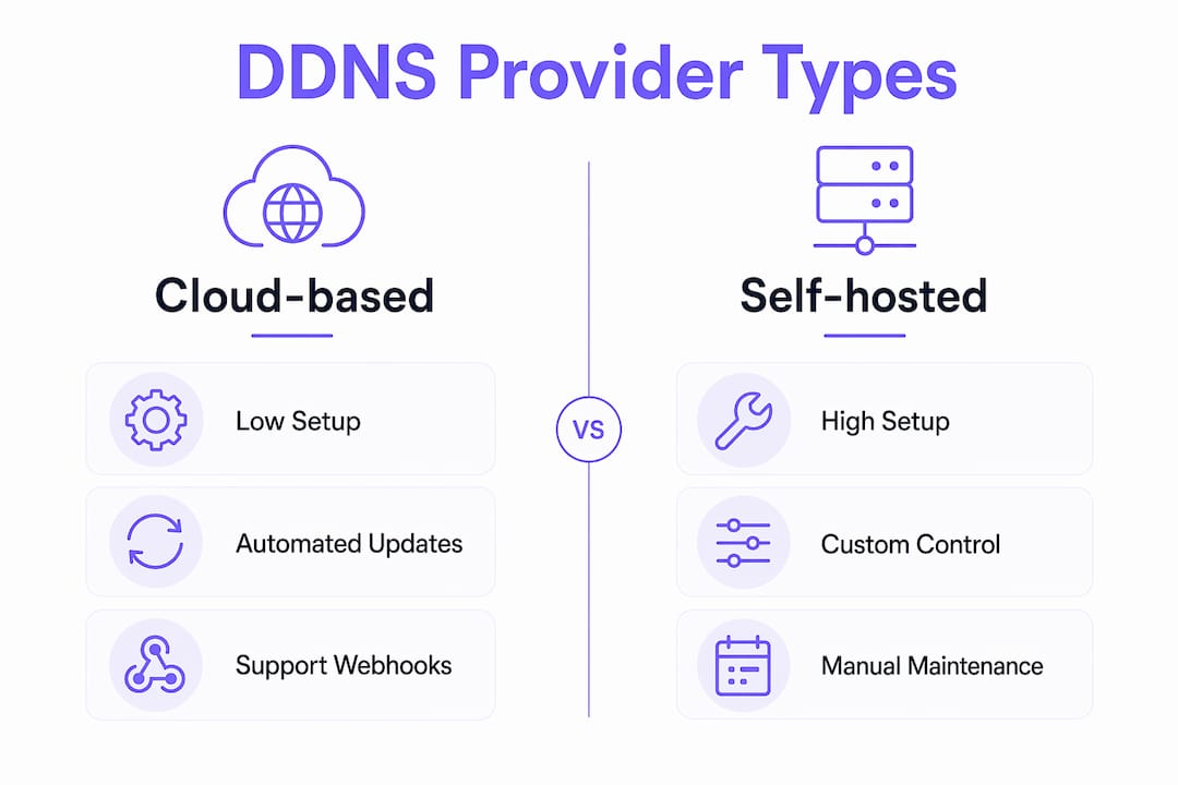 Infographic comparing DDNS provider types