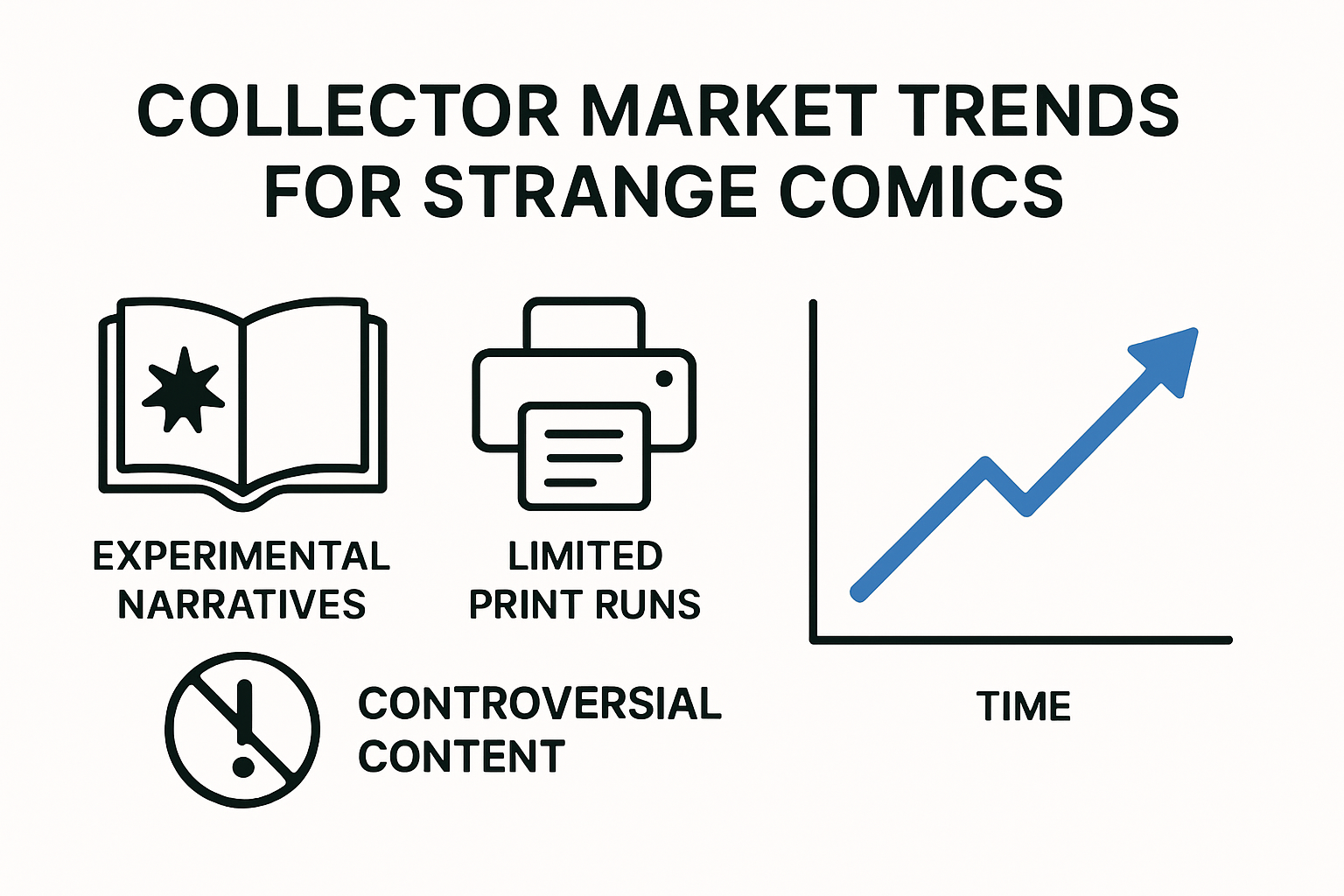 Infographic of collector strategies and market trends for strange comics