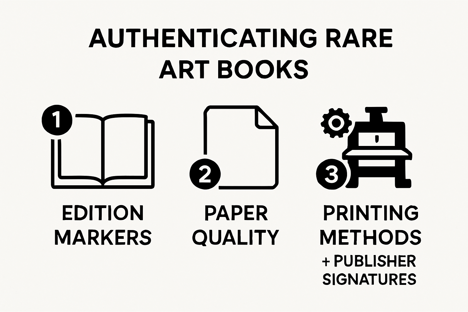 Infographic outlining artbook authentication steps