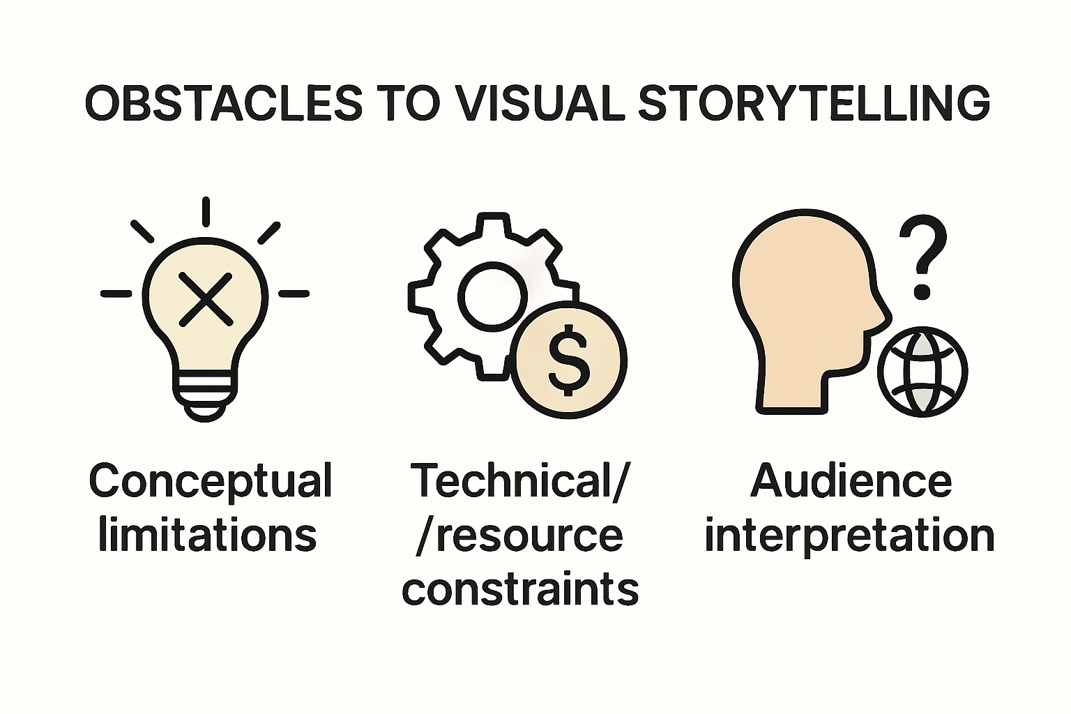 Infographic outlining key obstacles in visual storytelling