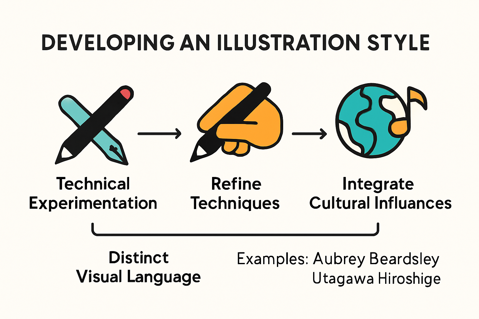 Infographic showing evolution of illustration style
