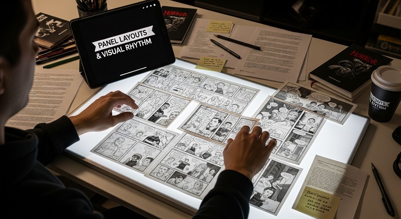 horror comic panel layout