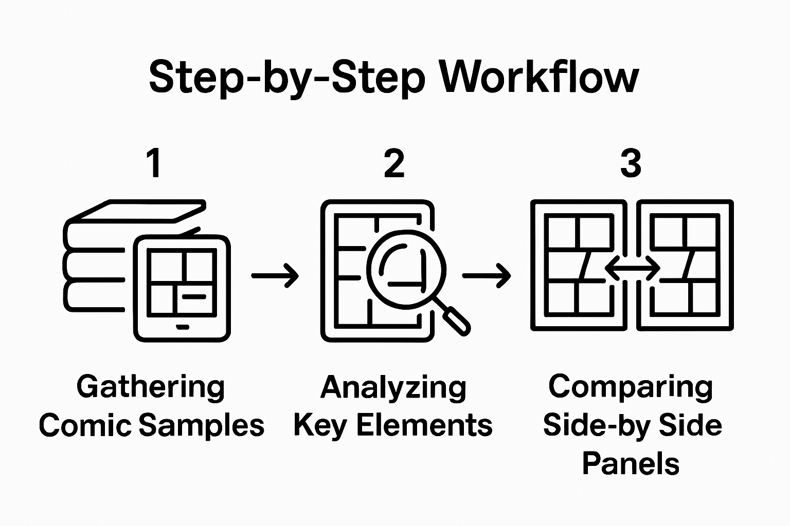 Step-by-step workflow diagram for identifying comic art styles
