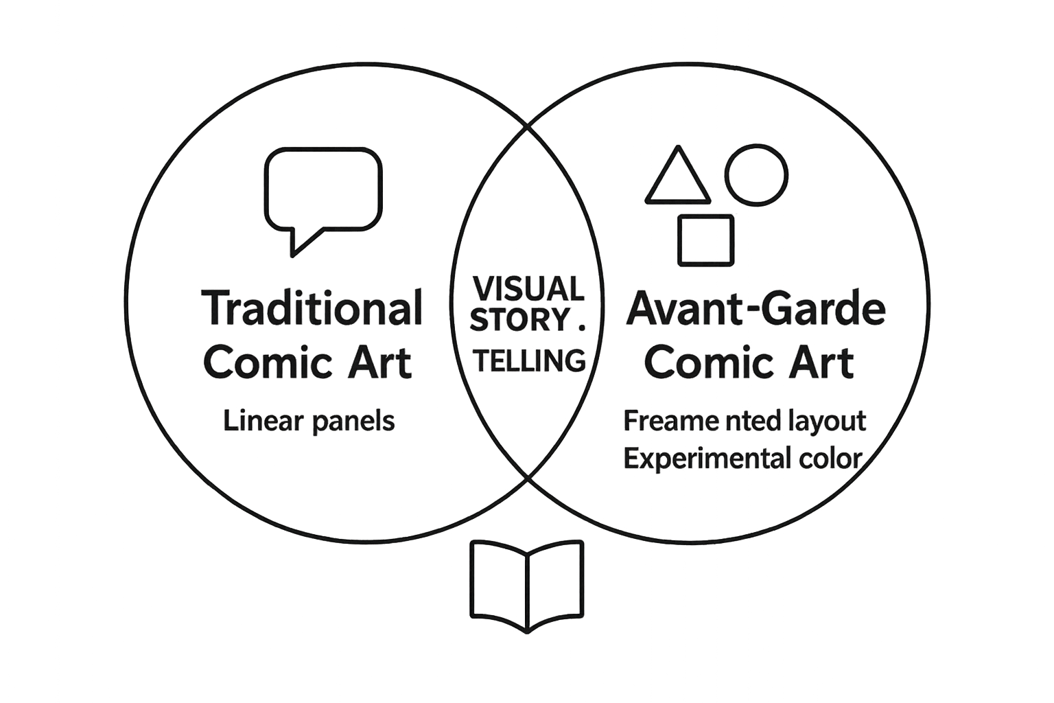 Infographic comparing traditional vs avant-garde comic art features