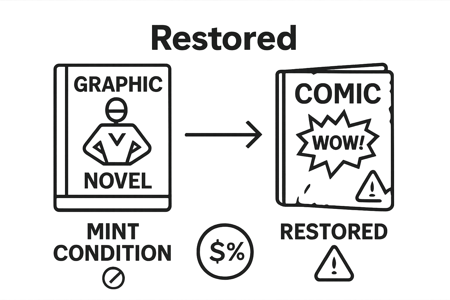 Comparison of mint and restored graphic novel value impact