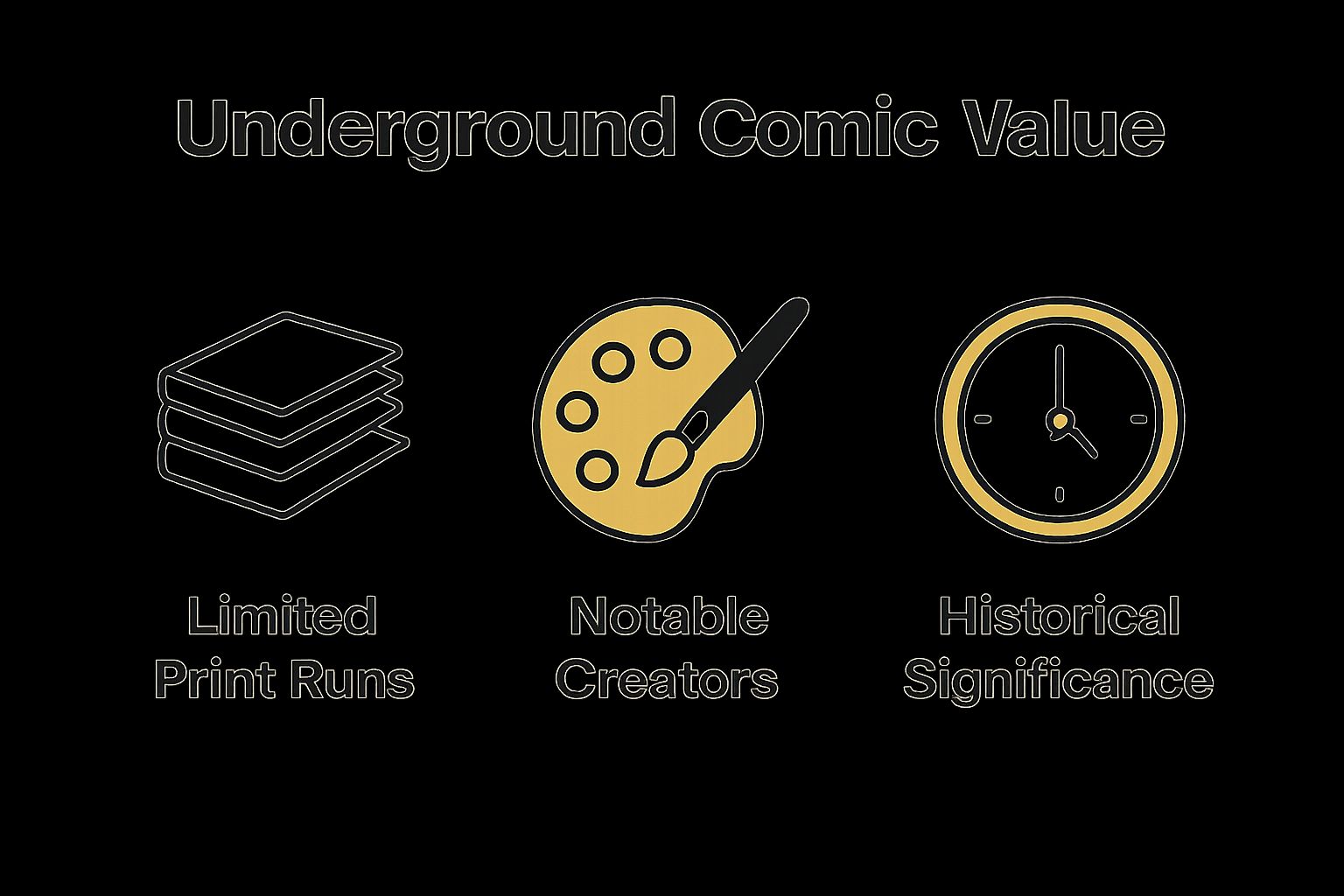 Infographic showing top three factors in underground comics value