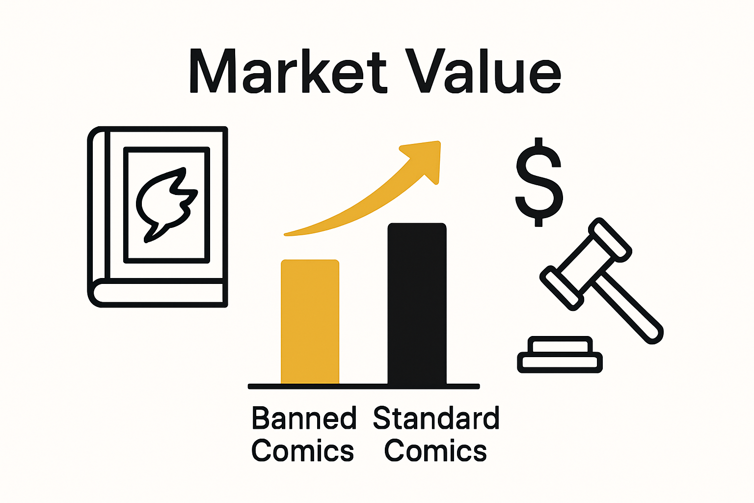 Market value banned versus standard comics infographic