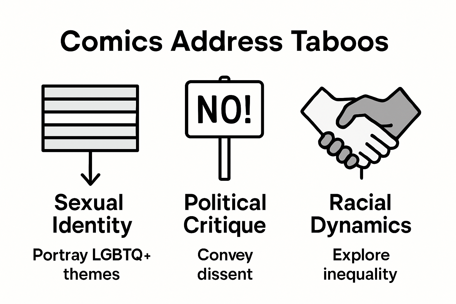 Infographic comparing taboo themes in comics
