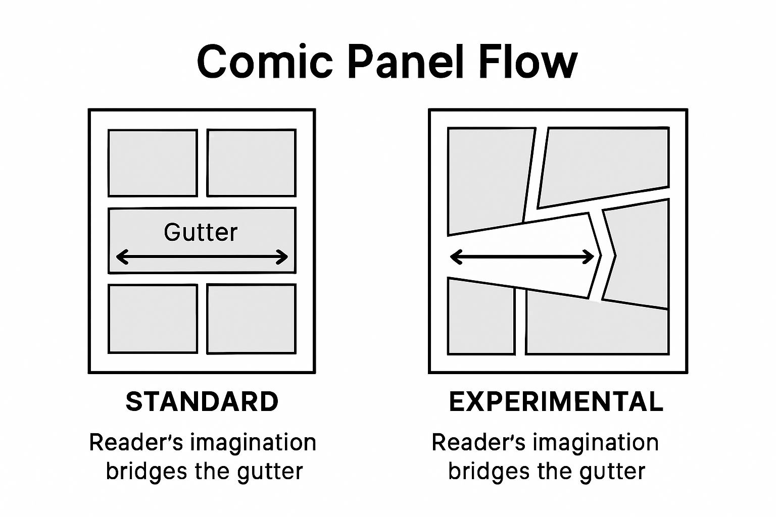 Infographic on experimental comic gutters and layouts