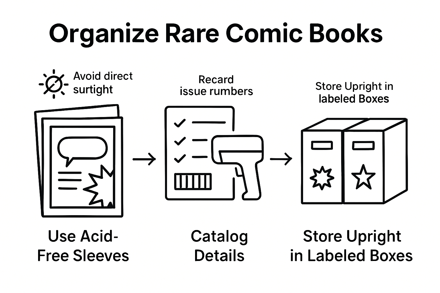 Infographic comic book collection organization steps