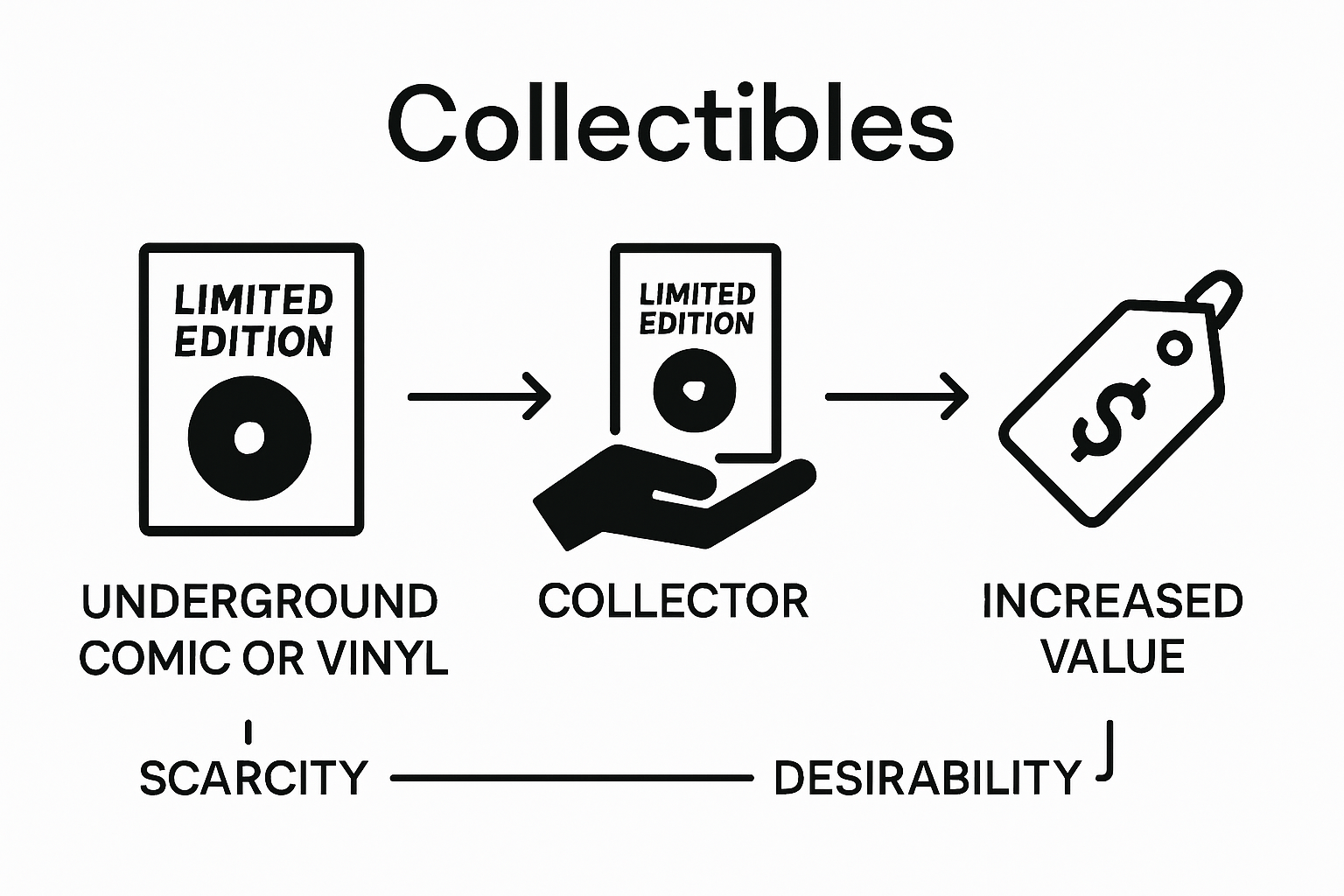 Infographic showing underground art collectibility flow