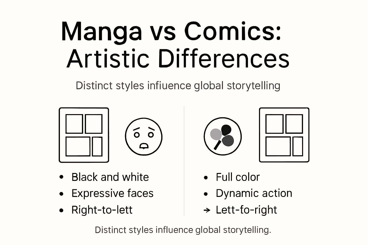 Infographic comparing manga and comic art styles