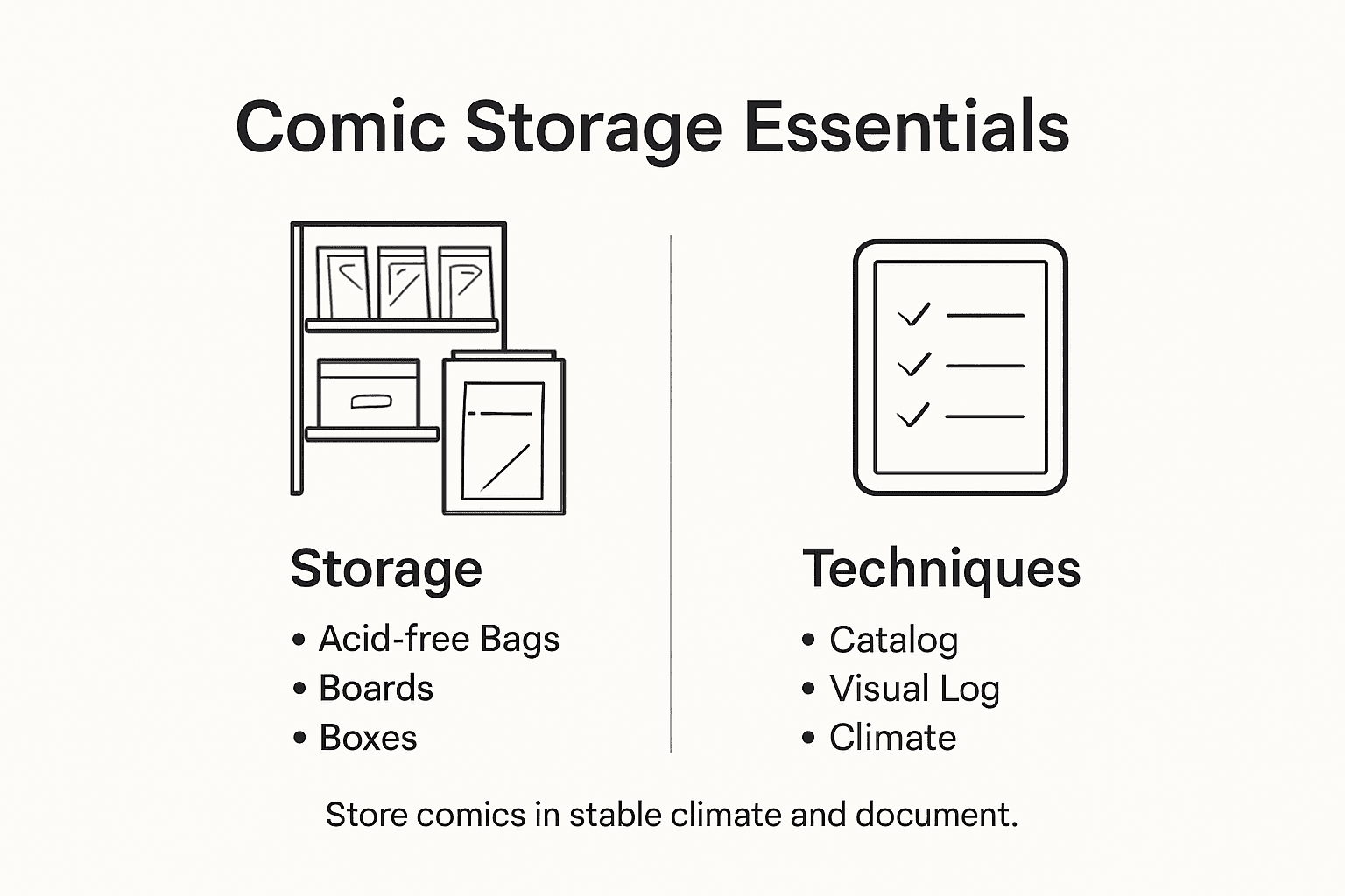 Infographic on organizing and protecting comic books