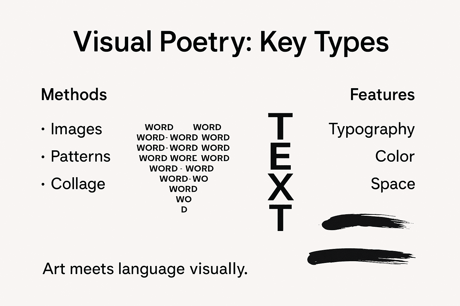 Infographic outlining types and features of visual poetry