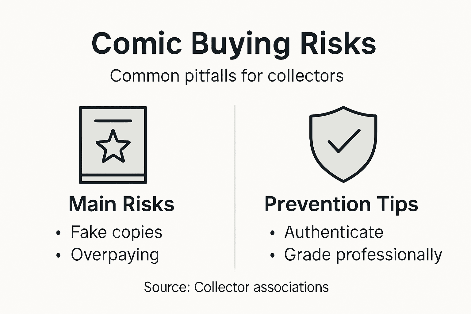 Infographic showing comic buying risks and tips