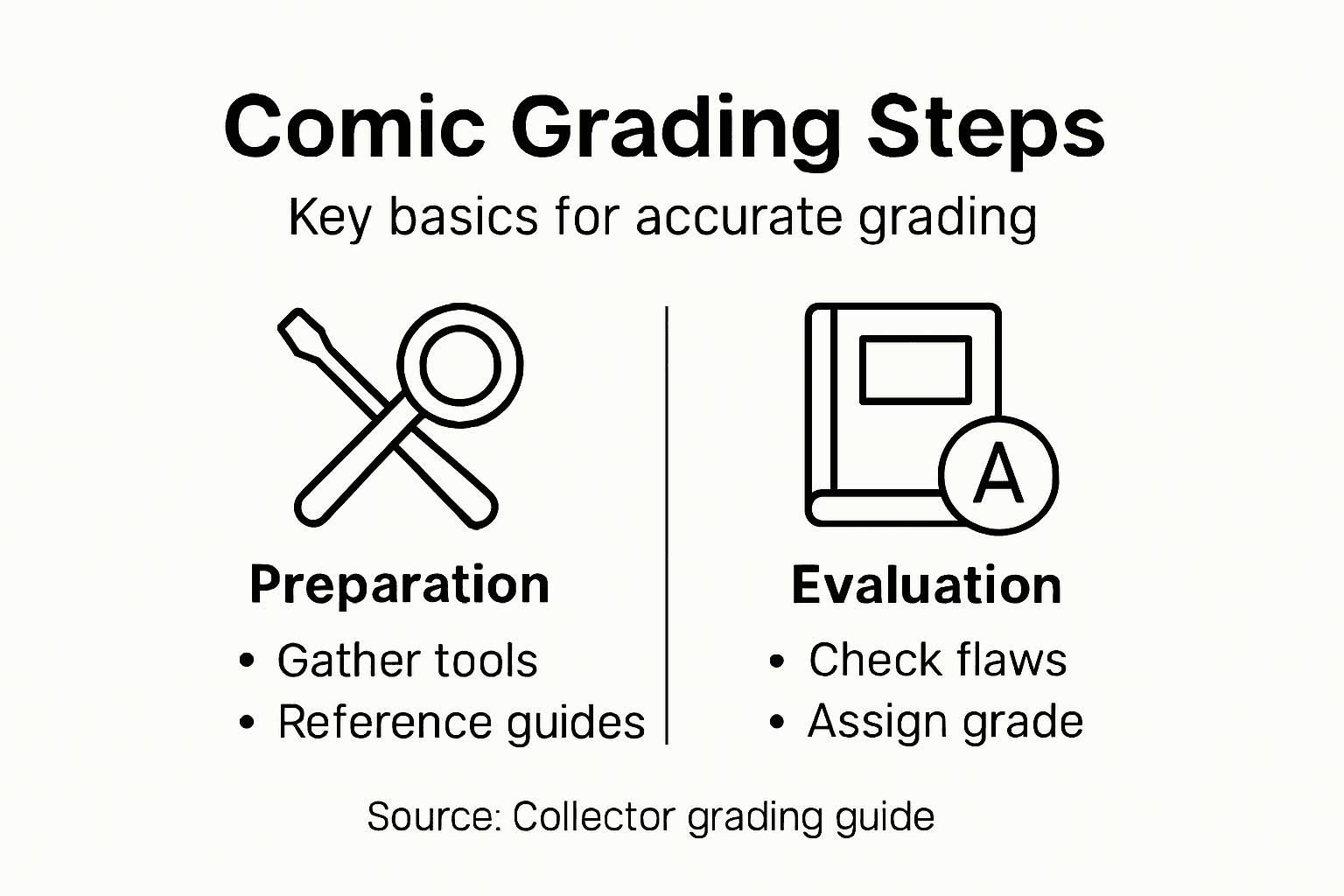Infographic showing comic grading steps overview