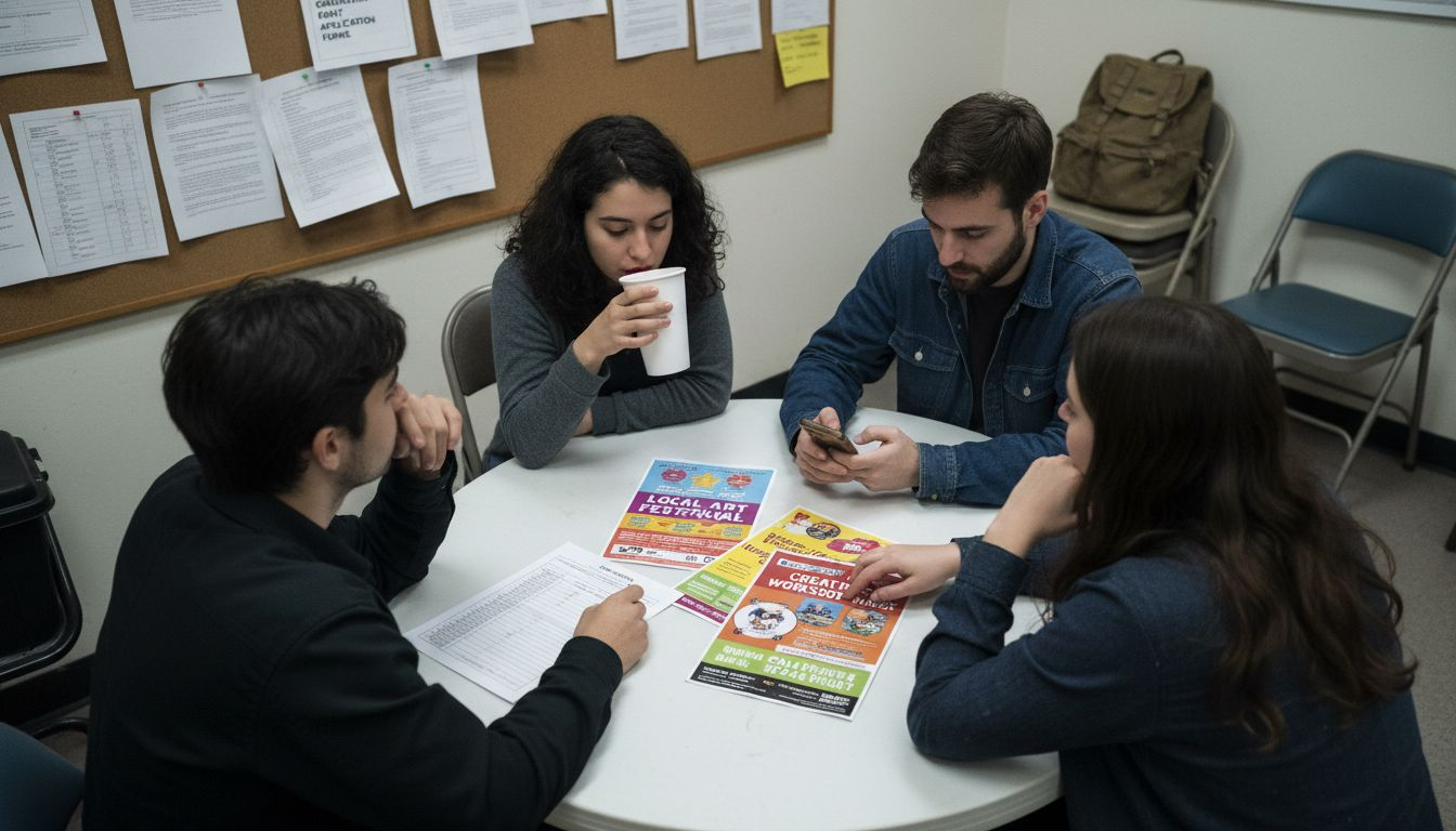 Art collective members planning funding strategy