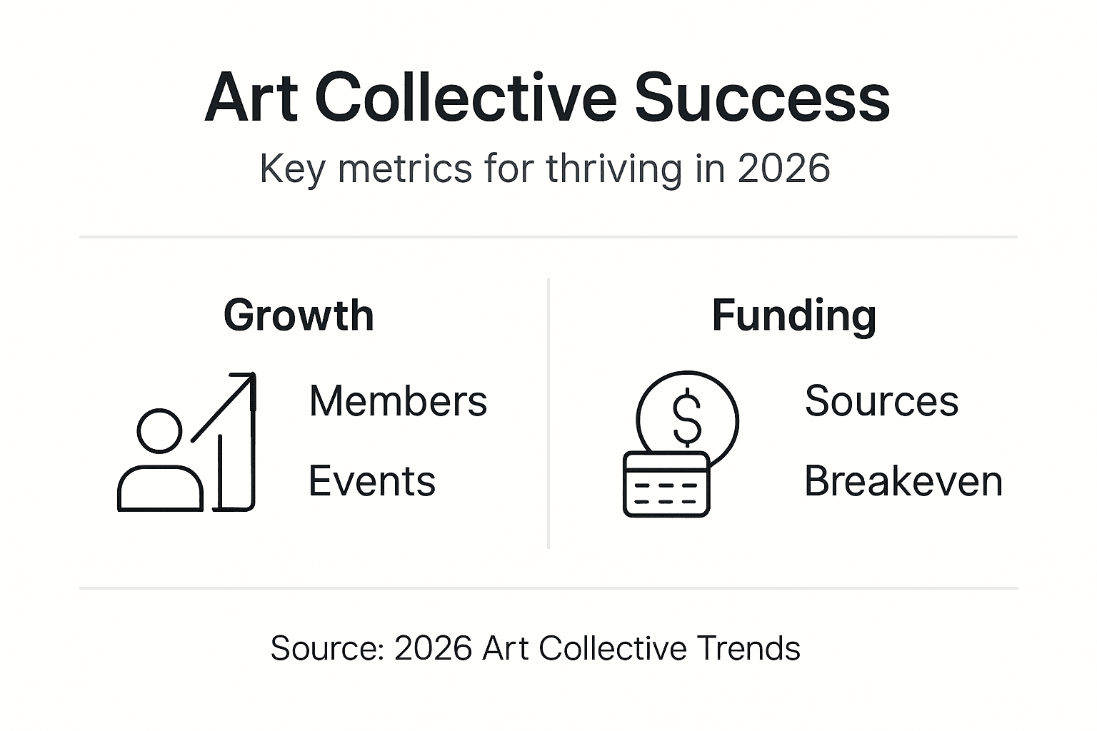 Infographic showing art collective success metrics