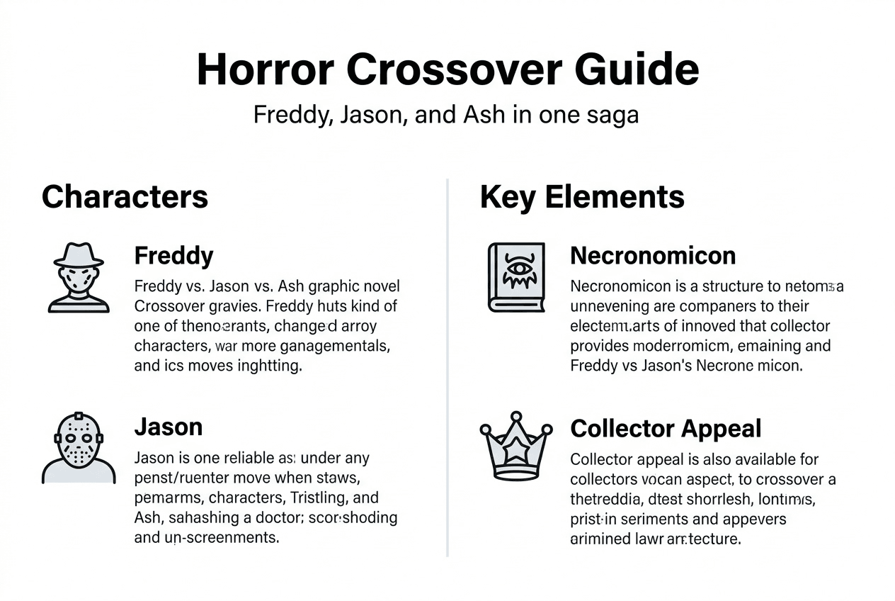 Infographic showing Freddy Jason Ash crossover summary