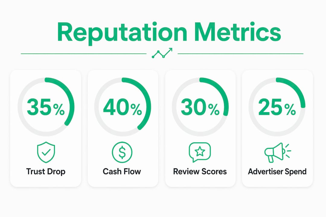 Infographic showing key metrics of reputational harm
