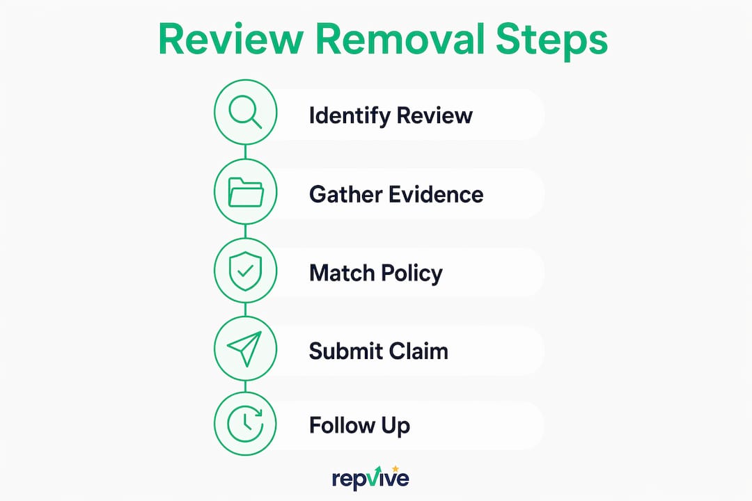 Infographic showing key steps for review removal
