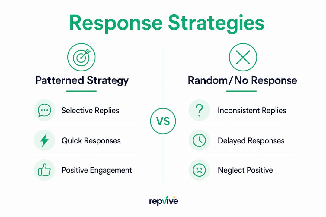 Infographic comparing response strategy types with key points
