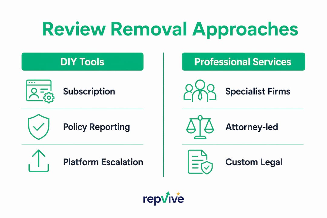 Infographic showing review removal methods comparison