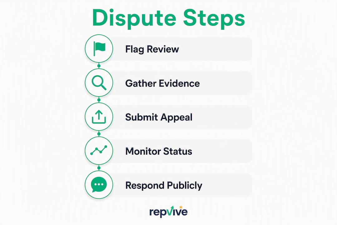 Infographic showing Google review dispute steps