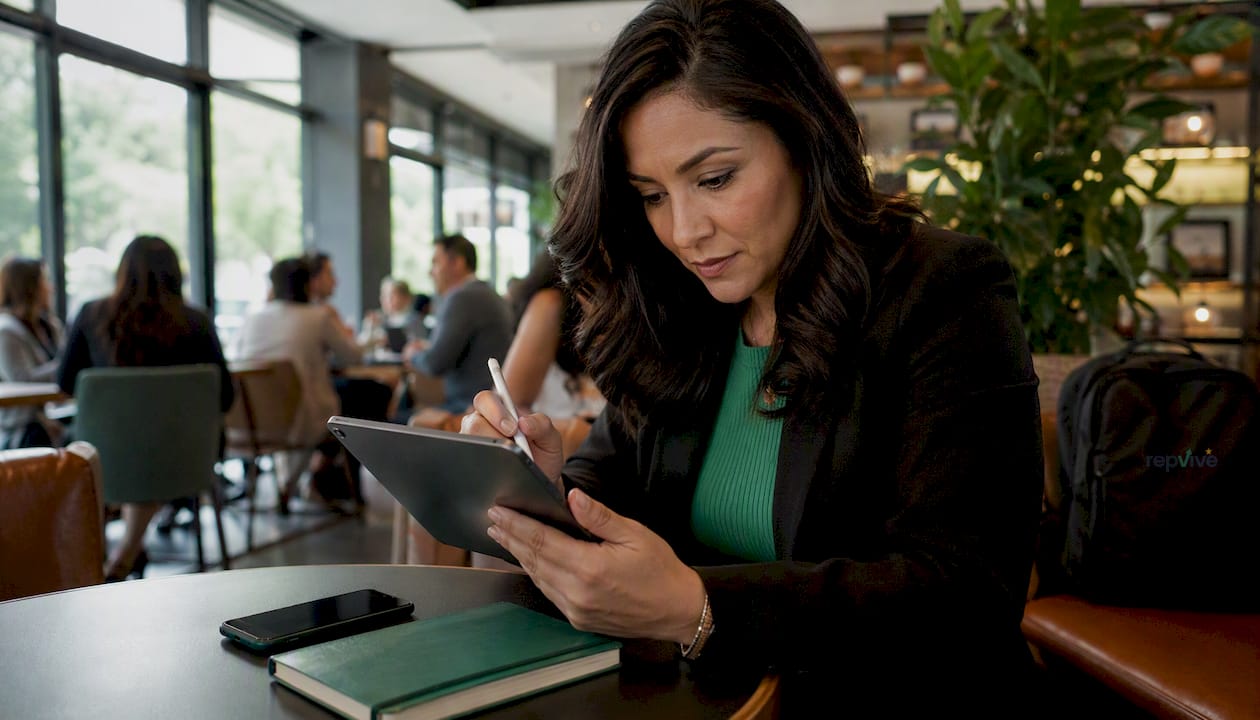 Woman reviewing Google Business Profile review